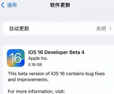 荣邦乡苹果手机维修分享iOS16 Beta4 更新内容及升级建议 