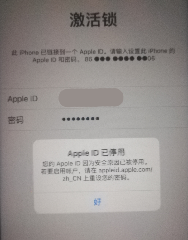 荣邦乡苹果手机维修分享iPhone 12 出现提示“Apple ID 已停用”怎么办 